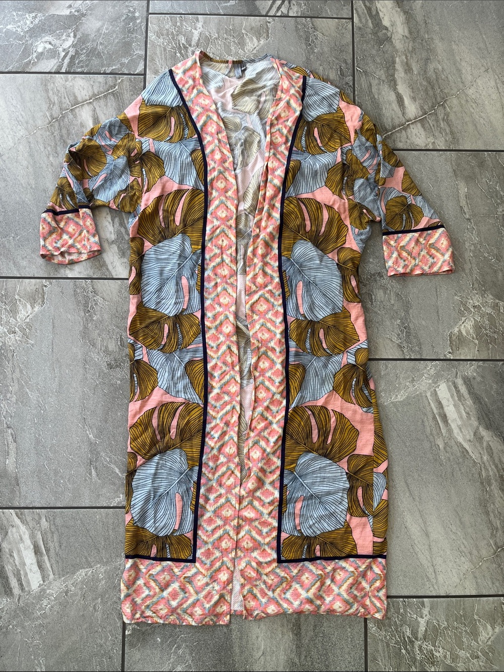 🤍 Bl^nk London Blank Sophia Kimono One Size 100% Viscose Palm Print Tropical - Picture 4 of 10